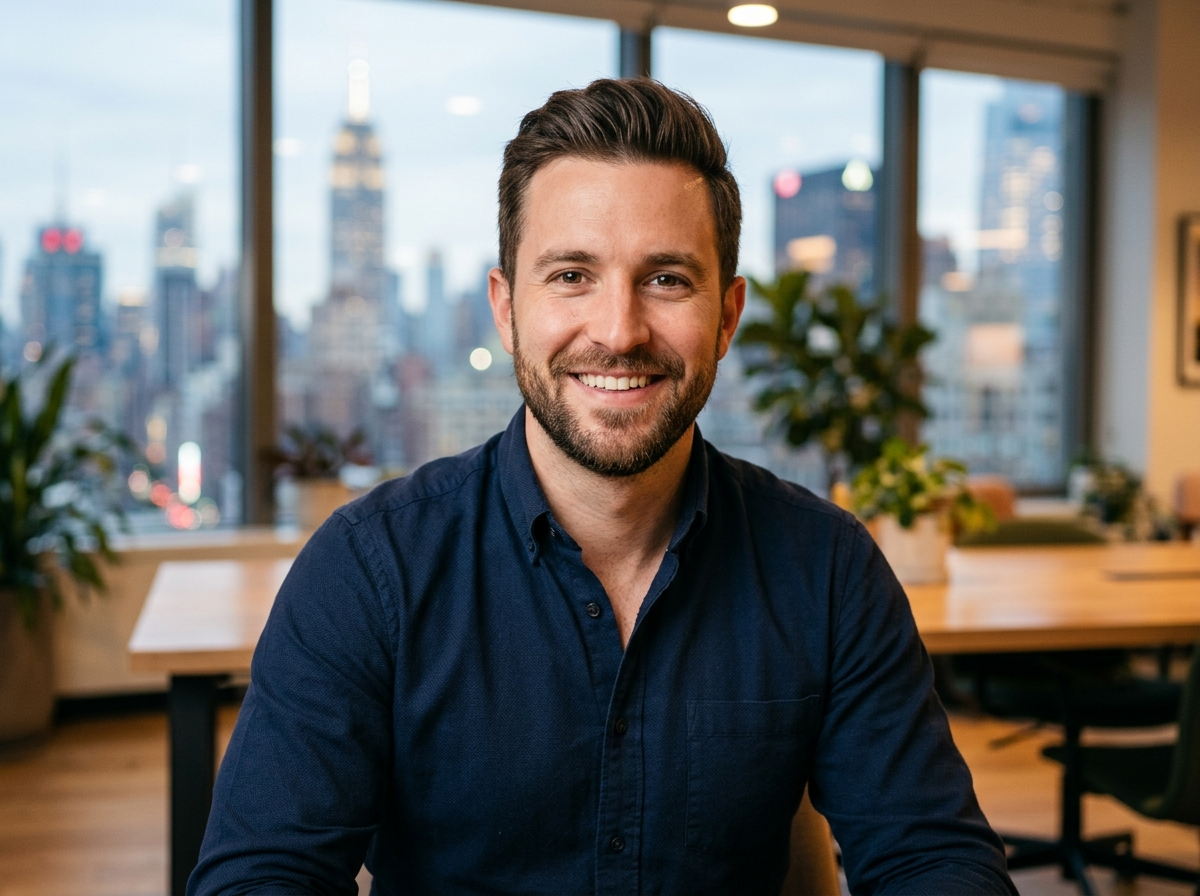Marcus T. testimonial avatar, smiling man in 30s wearing casual dress shirt New York client