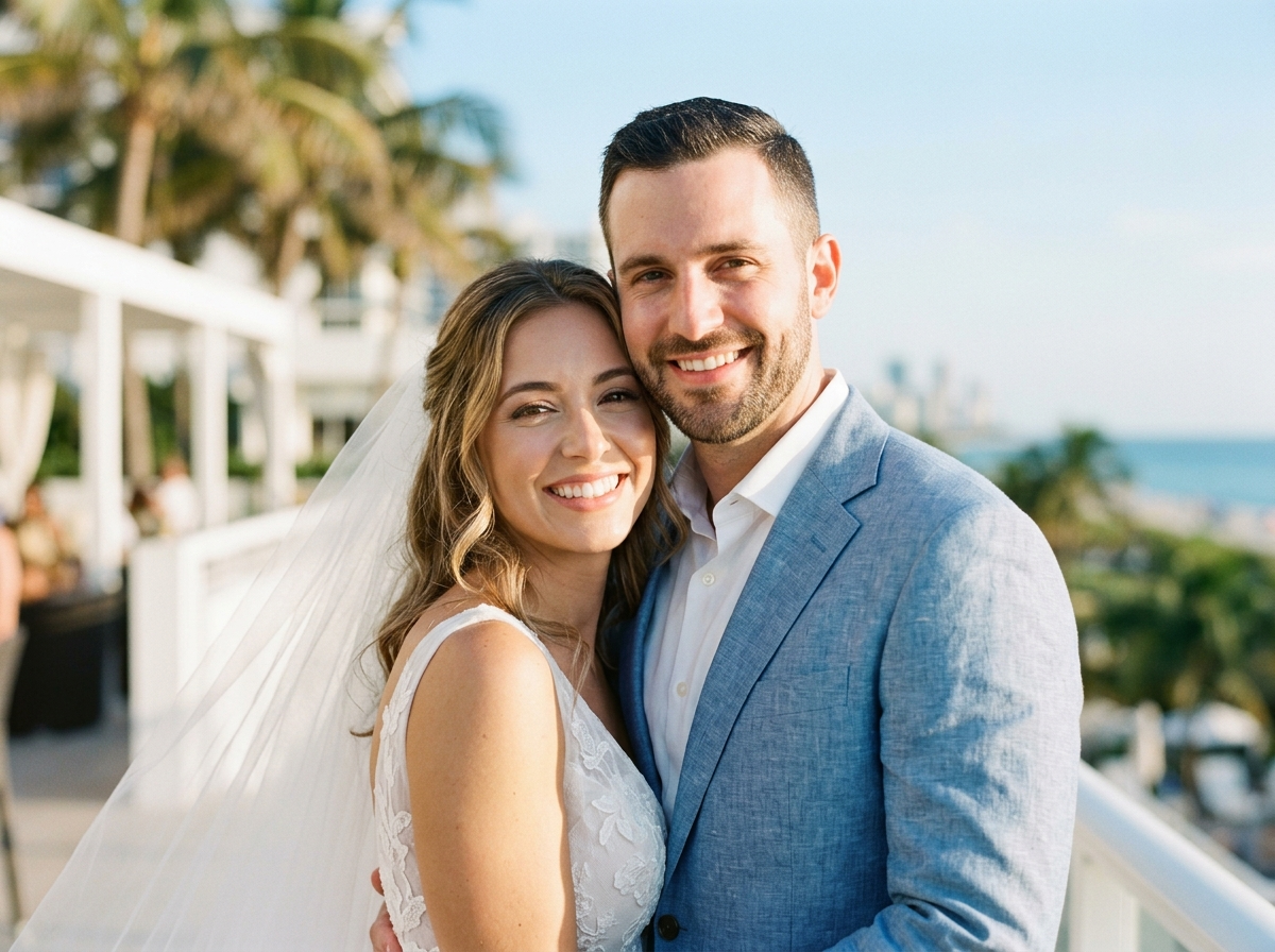 Sophia and Daniel R. wedding couple testimonial avatar, smiling newlyweds Miami FL
